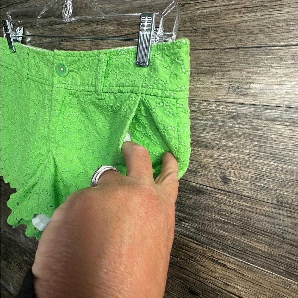 Lilly Pulitzer Lime Eyelet Scallop Hem Shorts